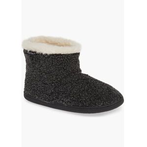 Minnetonka Betty Bootie Slippers Charcoal Berber Women’s Large 9-10 Faux Fur